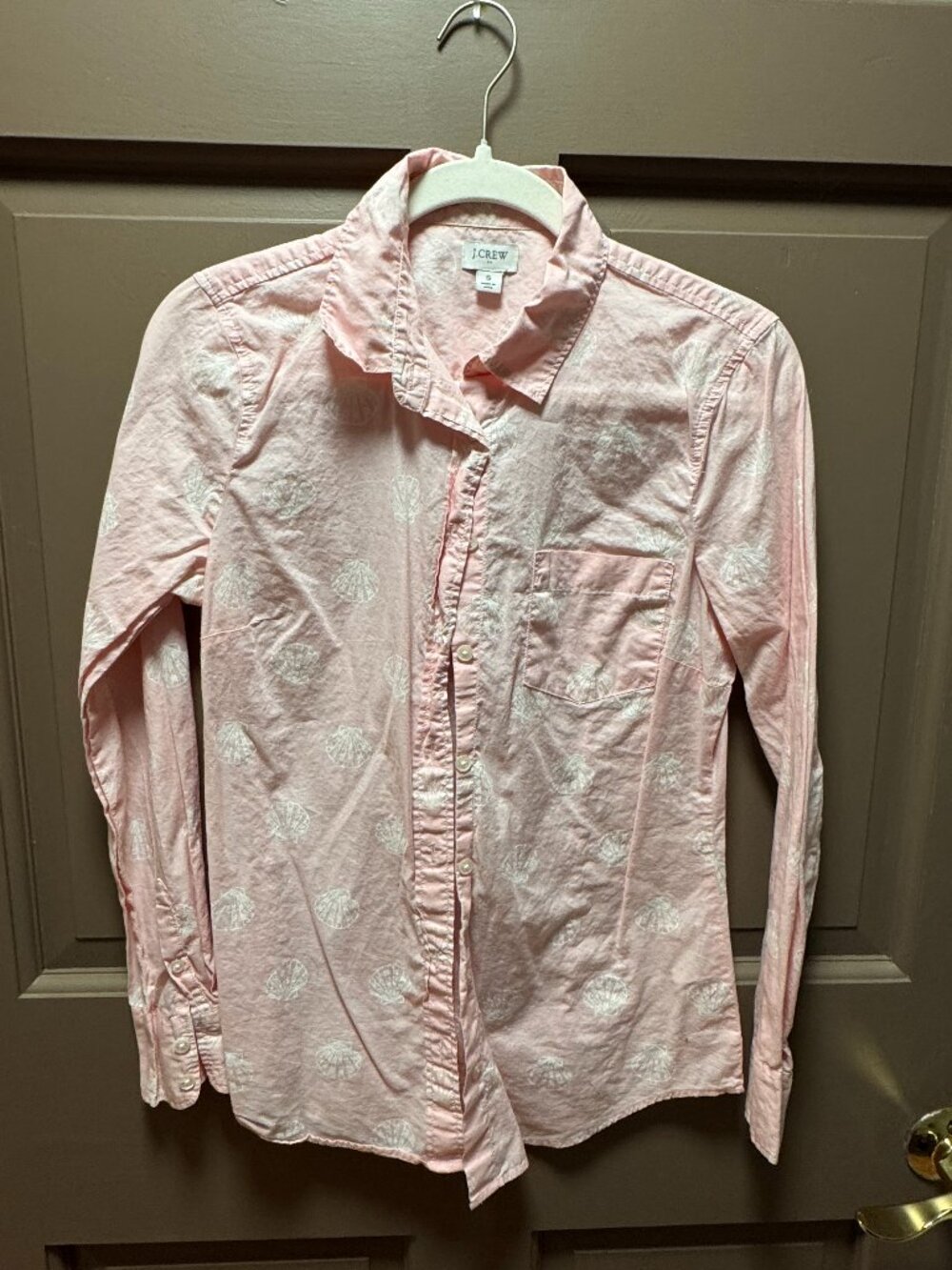 J.Crew Pink White Seashell Print Button Down Shirt Small